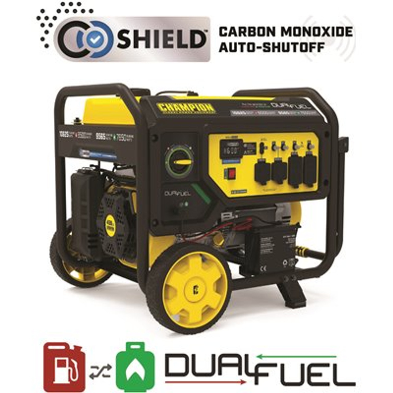 Champion Power Equipment 10,625/8500-Watt Electric Start Gas and Propane Dual Fuel Portable Generator with CO Shield
