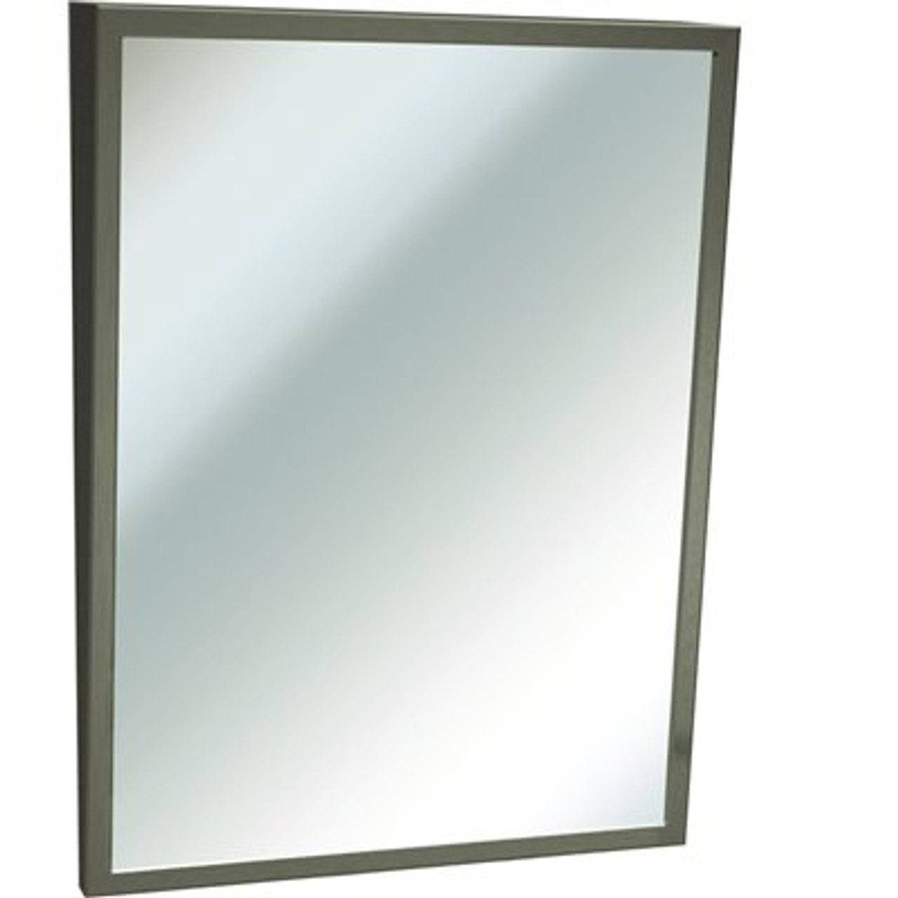 ASI 24 in. W x 36 in. H Rectangular Framed Fixed Tilt Wall Mount Bathroom Vanity Mirror in Stainless Steel