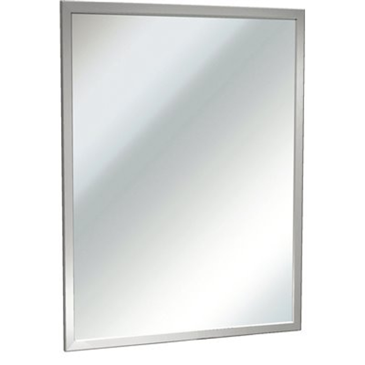ASI 24 in. W x 36 in. H Rectangular Framed Inter-Lok Angle Plate Glass Wall Mount Bathroom Vanity Mirror in Stainless Steel