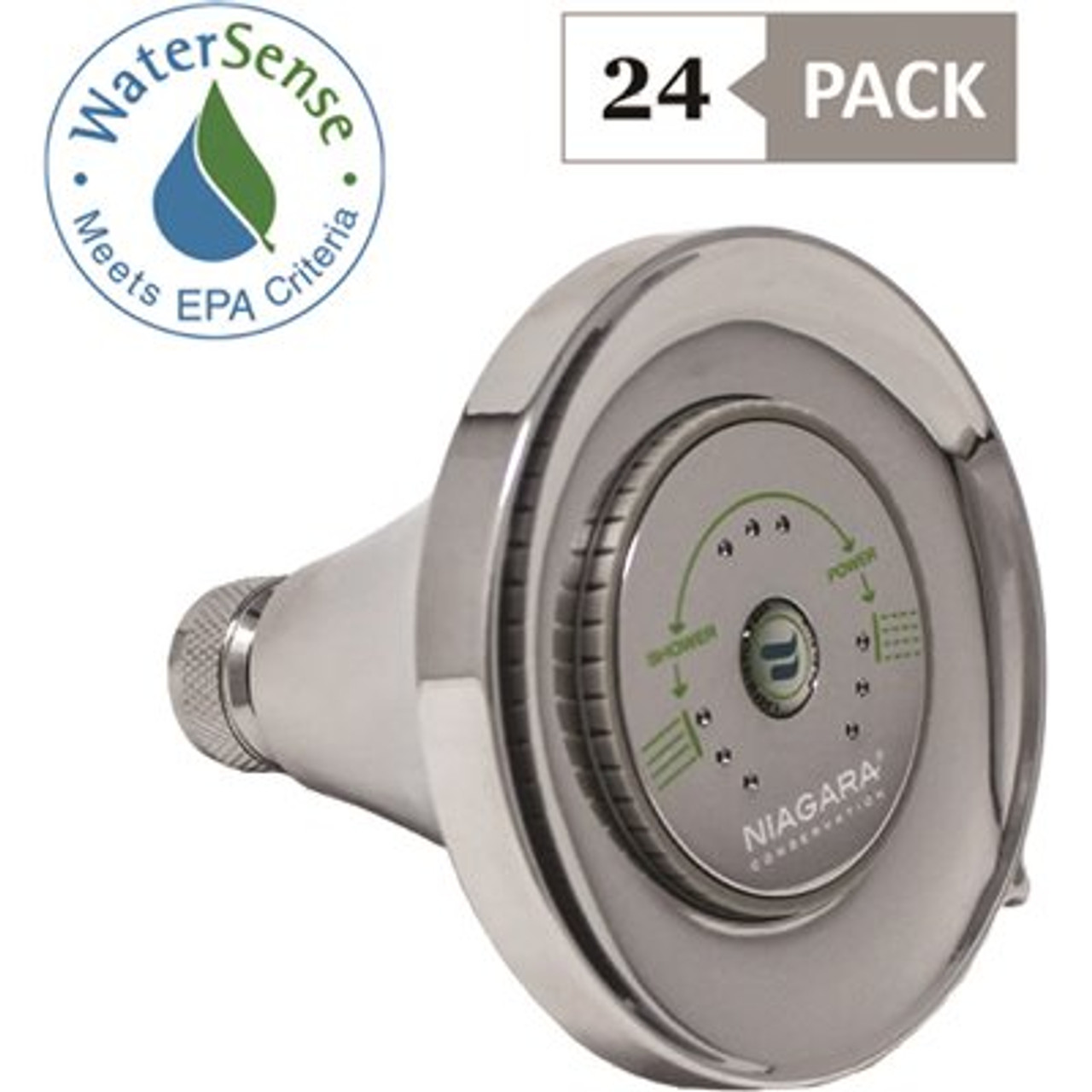 Niagara Conservation Earth Luxe 3-Spray 3.35 in. Fixed Mount Round 1.5 GPM Showerhead in Chrome (24-Pack)