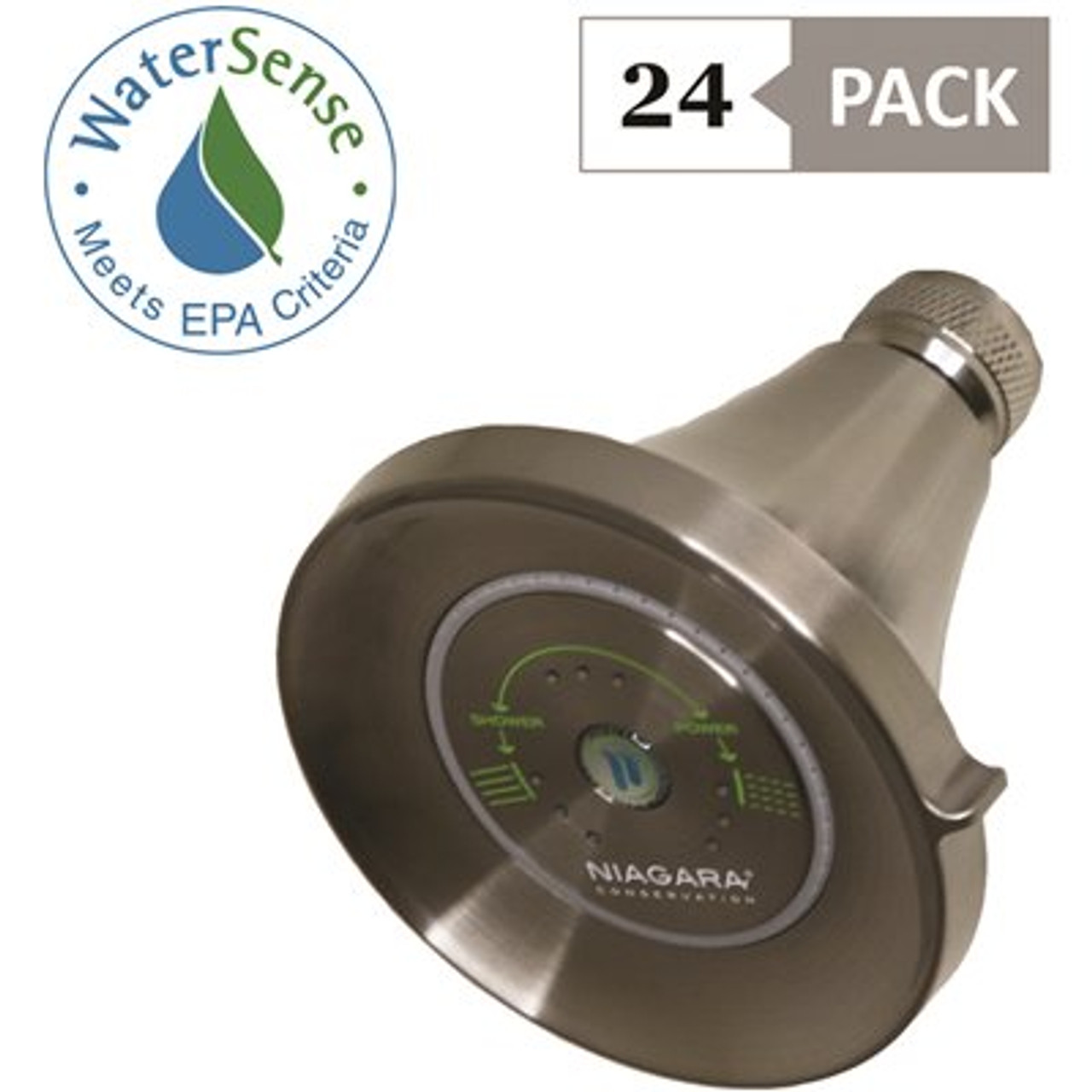 Niagara Conservation Earth Luxe 3-Spray 3.35 in. Fixed Round 1.75 GPM Showerhead in Brushed Nickel (24-Pack)