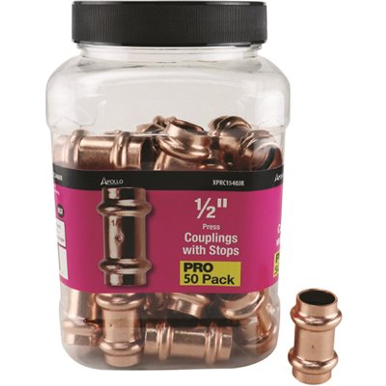 Apollo 1/2 in. x 1/2 in. Copper Press x Press Coupling with Dimple Stop Pro Pack (50-Pack)