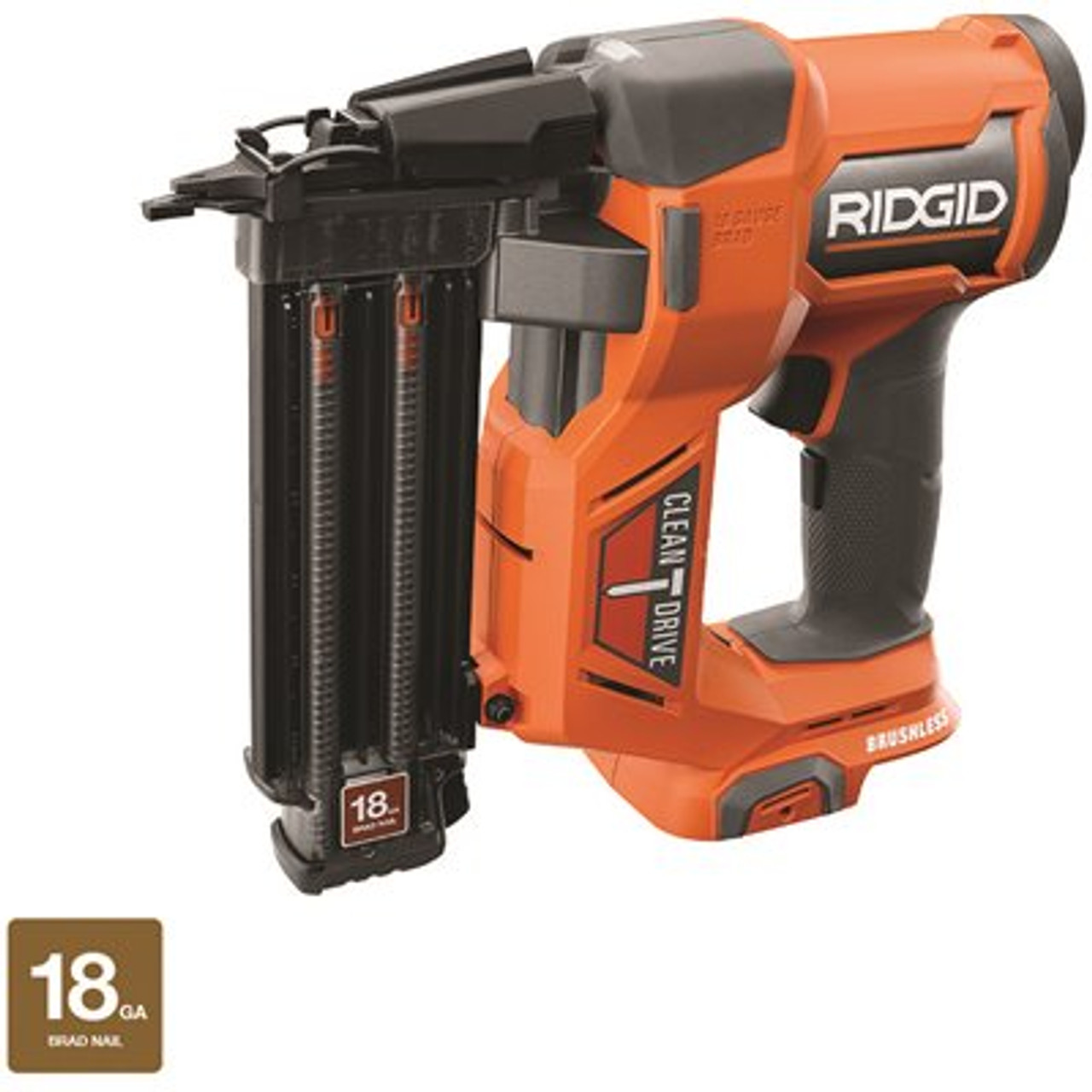 RIDGID 18V Brushless Cordless 18-Gauge 2-1/8 in. Brad Nailer (Tool Only) with CLEAN DRIVE Technology