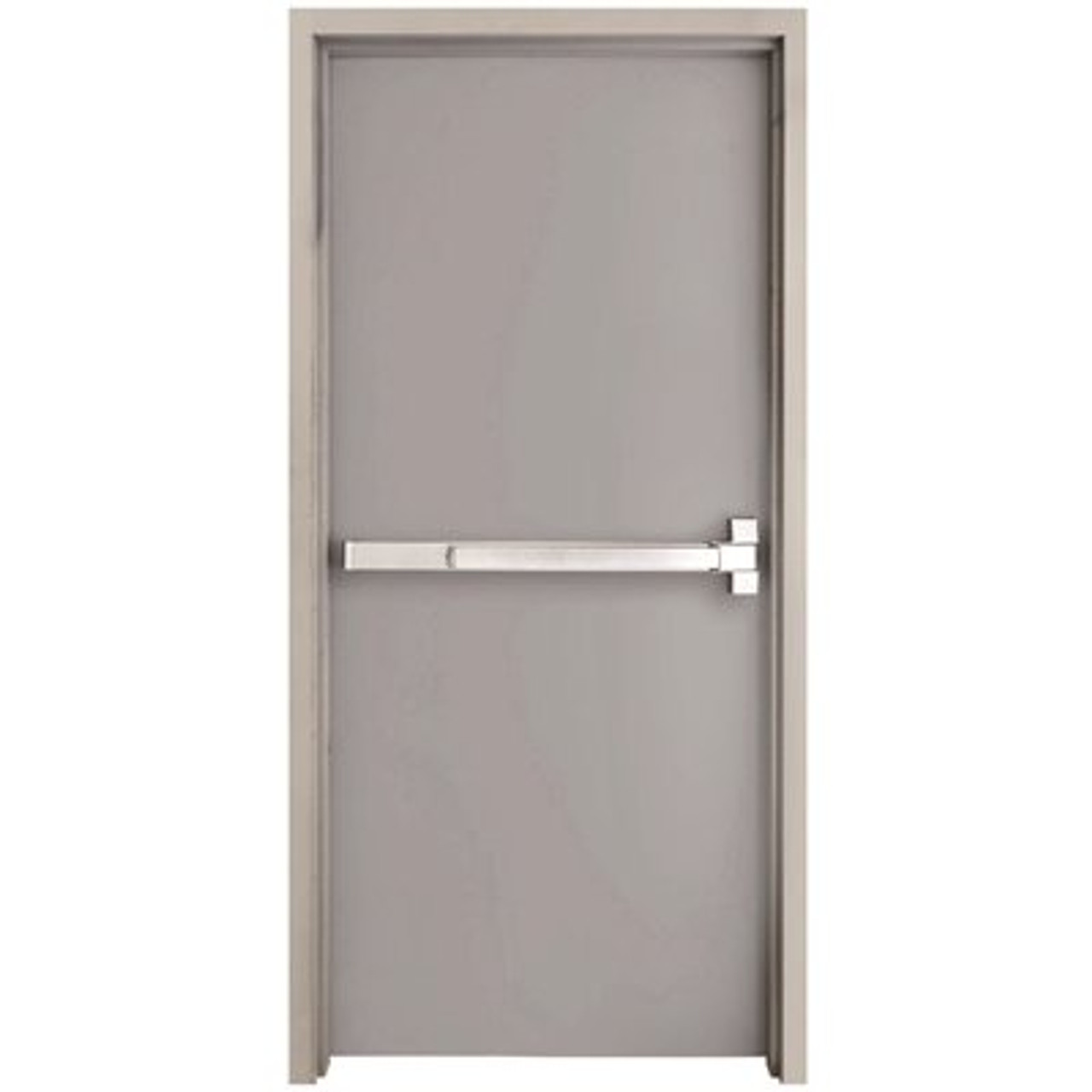 Armor Door 36 in. x 80 in. Fire-Rated Gray Left-Hand Flush Steel Commercial Door with Knock Down Frame Panic Bar and Hardware