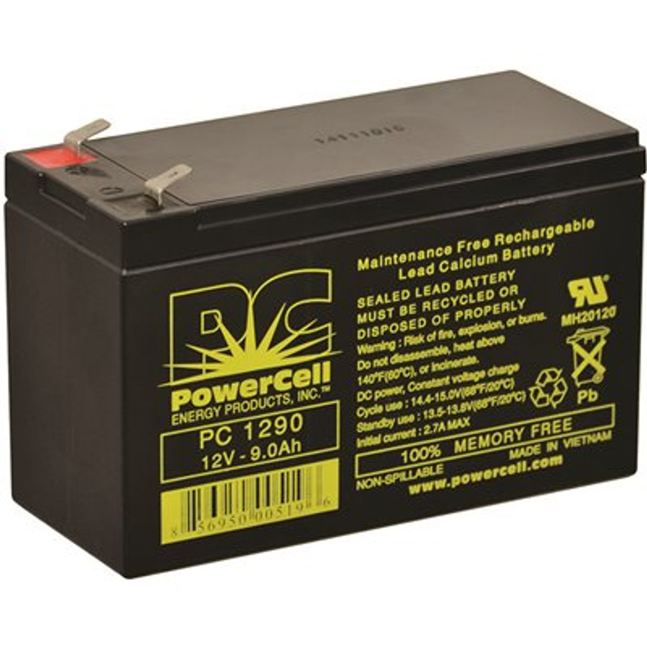 12-Volt 9.0 Ah, F2 Terminal, Sealed Lead-Acid, AGM, Maintenance Free, Rechargeable, Non-spillable, Battery