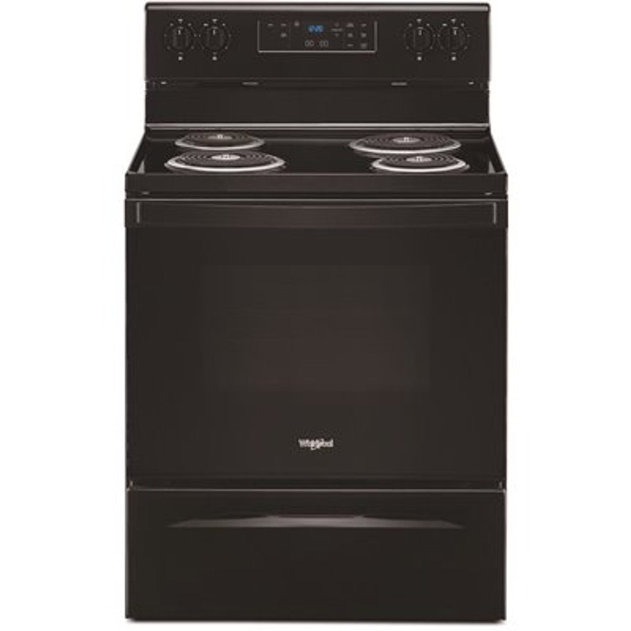 Whirlpool 30 in. 4.8 cu. ft. 4-Burner Electric Range with Self-Cleaning in Black with Storage Drawer