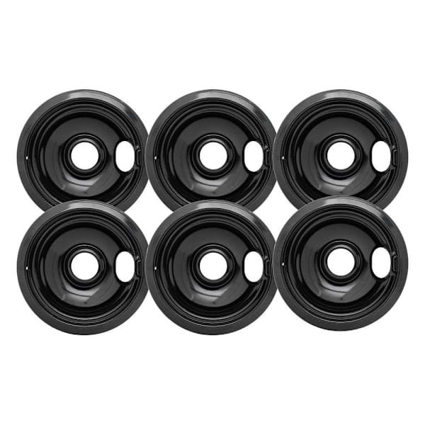 Universal 6" Black Porcelain Drip Bowl, Package Of 6