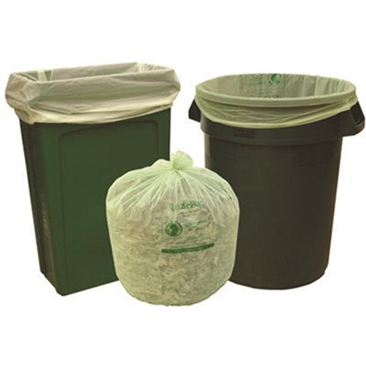 Natur-Bag 33 Gal. 33 in. x 40 in. 0.8 mil Green Compostable Trash Bags Slim Liner (25/Roll, 8 Rolls/Case)