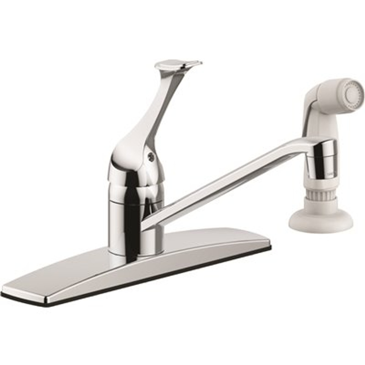 PRIVATE BRAND UNBRANDED Single-Handle Standard Kitchen Faucet in Chrome with White Side Sprayer