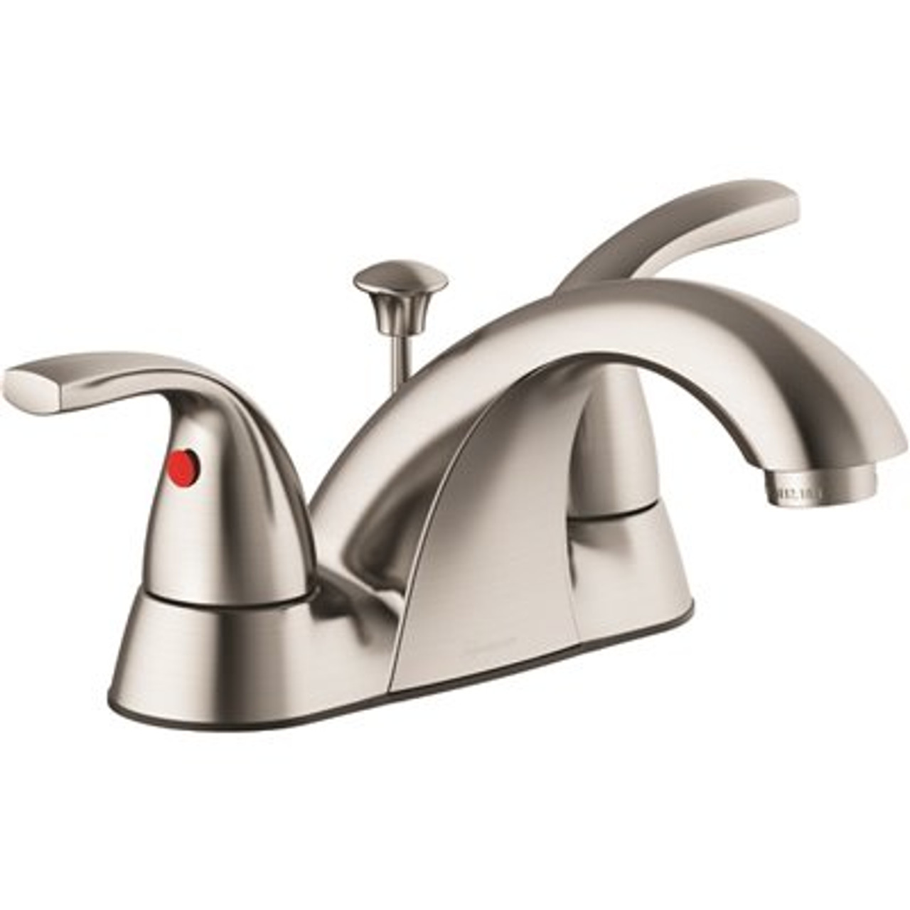 Anchor Point 4 in. Centerset Double-Handle Bathroom Faucet in Brushed Nickel with Quick Install Pop-Up