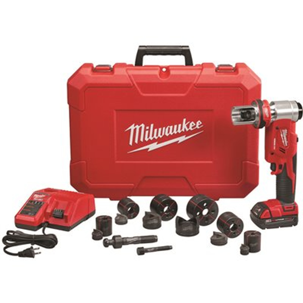 Milwaukee M18 18V Lithium-Ion Cordless FORCE LOGIC 6 Ton Knockout Tool 1/2 in. to 2 in. Kit w/(1) 2.0 Ah Battery, Die Set