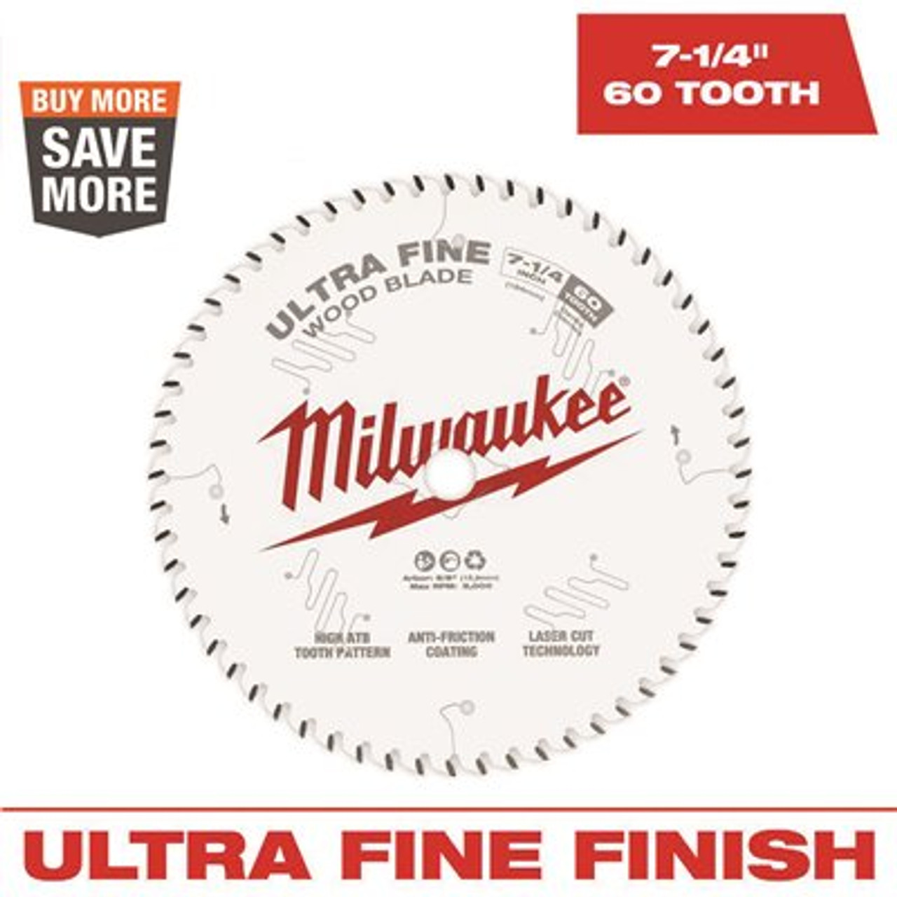 Milwaukee 7-1/4 in. x 60-Tooth Carbide Ultra Fine Finish Circular Saw Blade