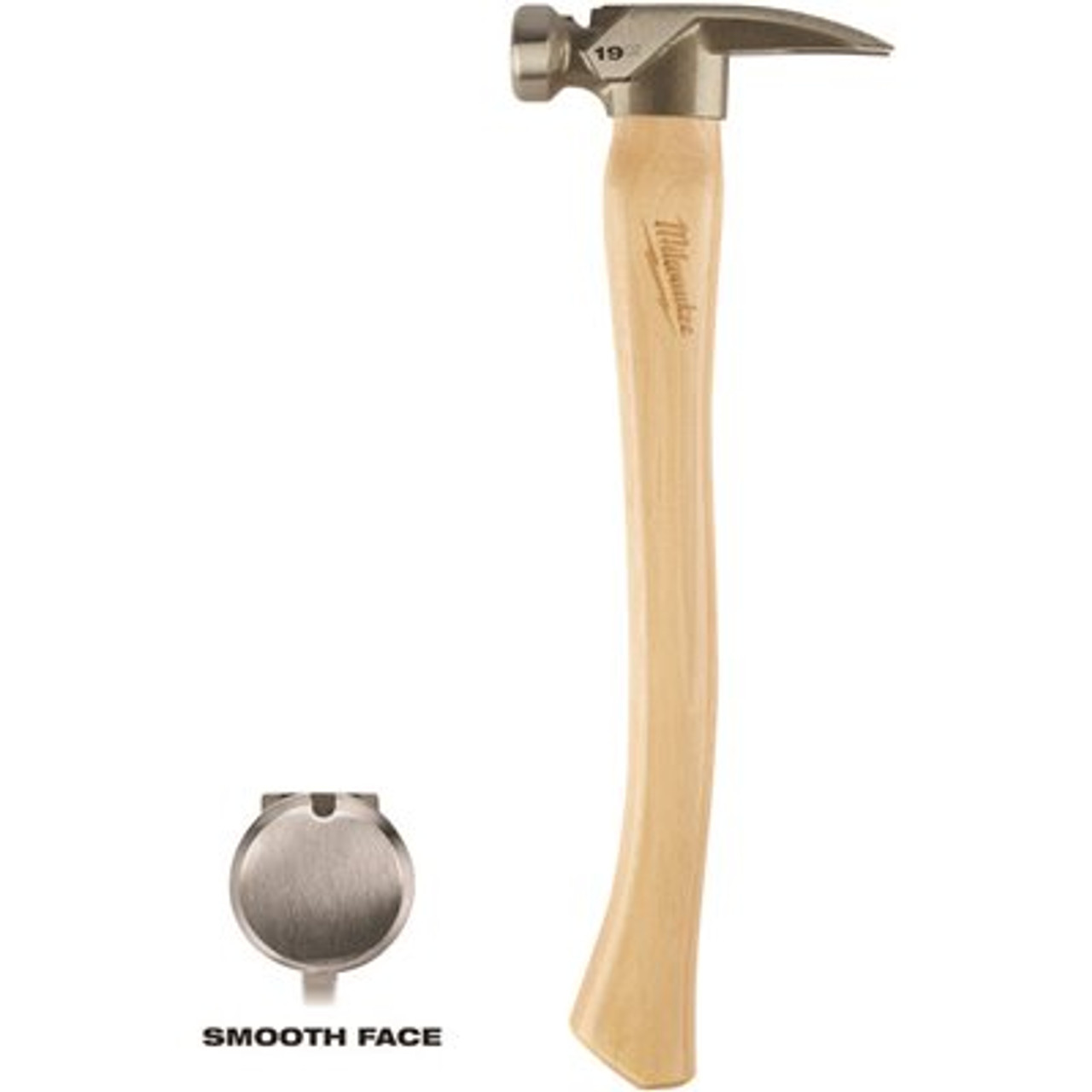 Milwaukee 19 oz. Smooth Face Hickory Wood Framing Hammer