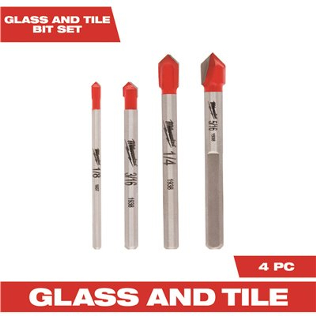 Milwaukee Carbide Glass and Tile Bit Set (4-Pack)