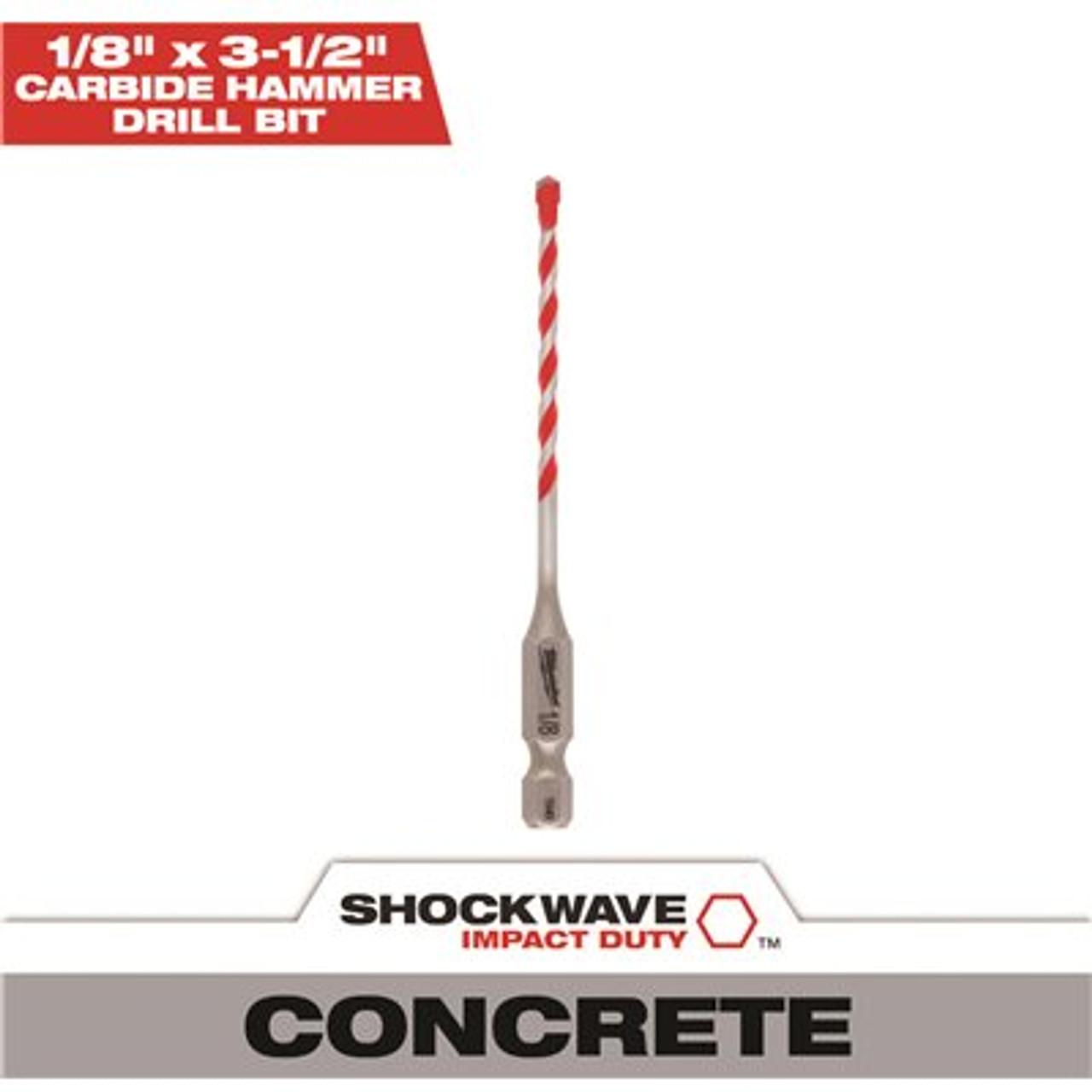 Milwaukee 1/8 in. x 2 in. x 3-1/2 in. SHOCKWAVE Carbide Hammer Drill Bit