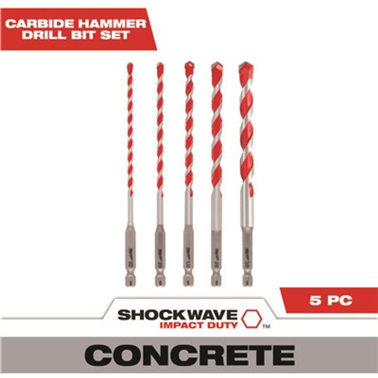 Milwaukee SHOCKWAVE Carbide Hammer Drill Bits Set (5-Pack)