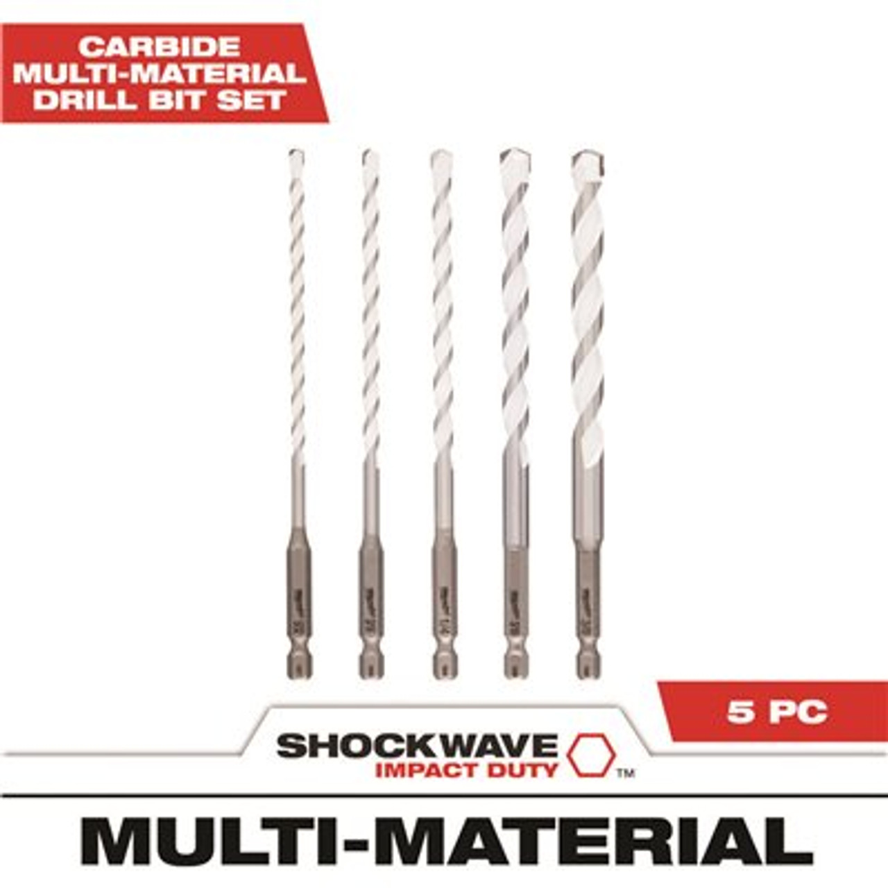 Milwaukee SHOCKWAVE Carbide Multi-Material Drill Bits Set (5-Pack)