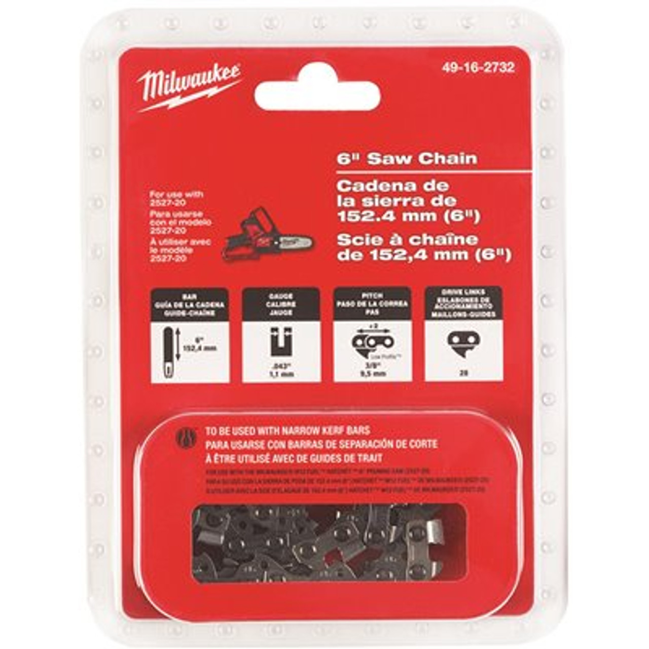 Milwaukee 6 in. Pruning Saw Chain with 28 Drive Links