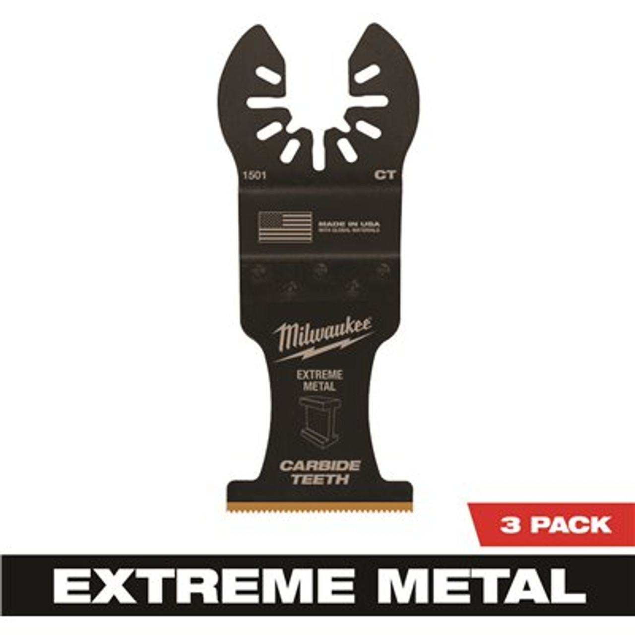Milwaukee 1-3/8 in. Carbide Universal Fit Extreme Metal Cutting Multi-Tool Oscillating Blade (3-Pack)