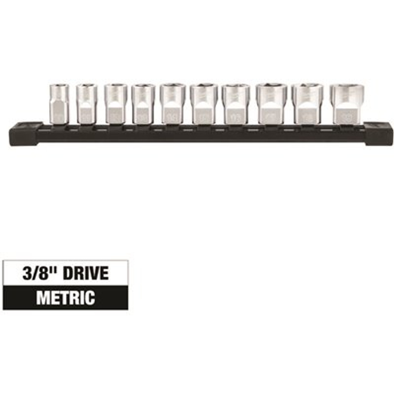 Milwaukee 3/8 in. Metric Low Profile 6-Point Socket Set with FOUR FLAT Sides (10-Piece)