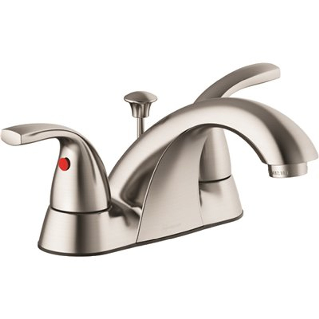 Seasons Anchor Point 4 in. Centerset Double-Handle Bathroom Faucet in Brushed Nickel with Metal Quick Install Pop Up
