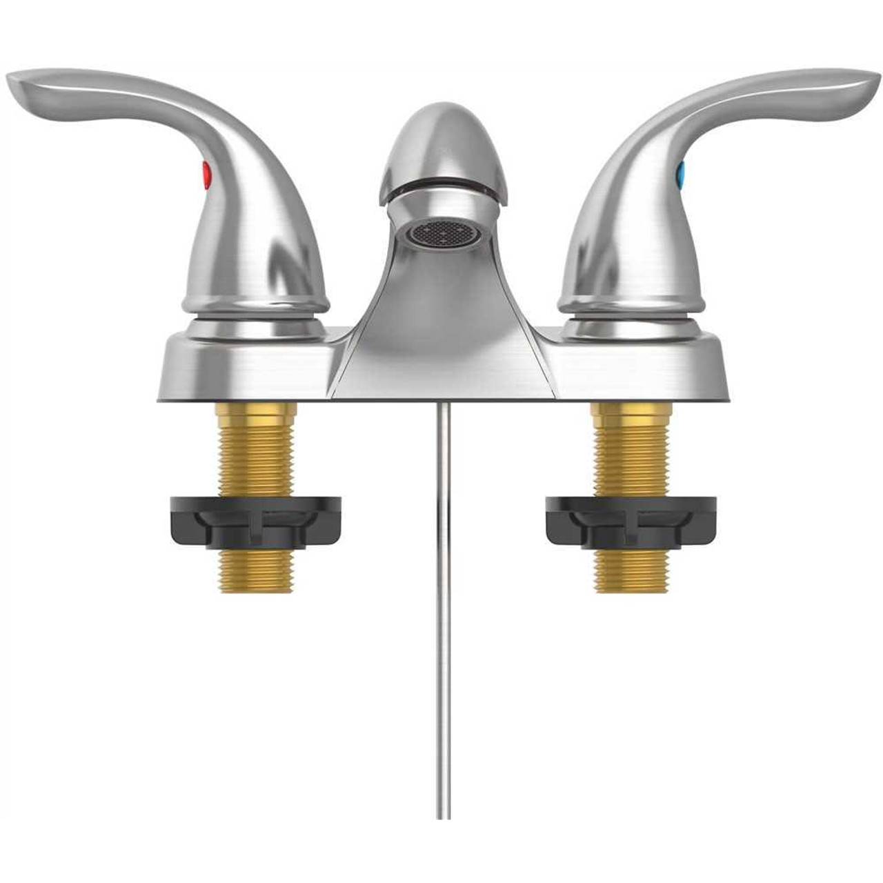 Seasons Premier Lead-Free 4 in. Centerset 2-Handle Bathroom Faucet with Brass Pop-Up in PVD Brushed Nickel