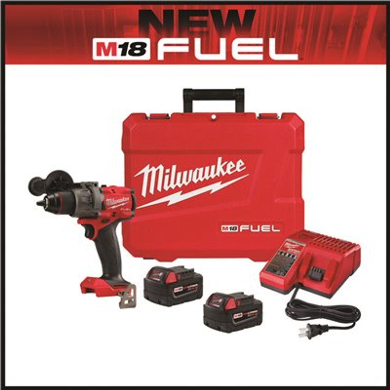 Milwaukee M18 FUEL 18V Lithium-Ion Brushless Cordless 1/2 in. Drill/Driver Kit W/(2) 5.0Ah Batteries, Charger, and Hard Case