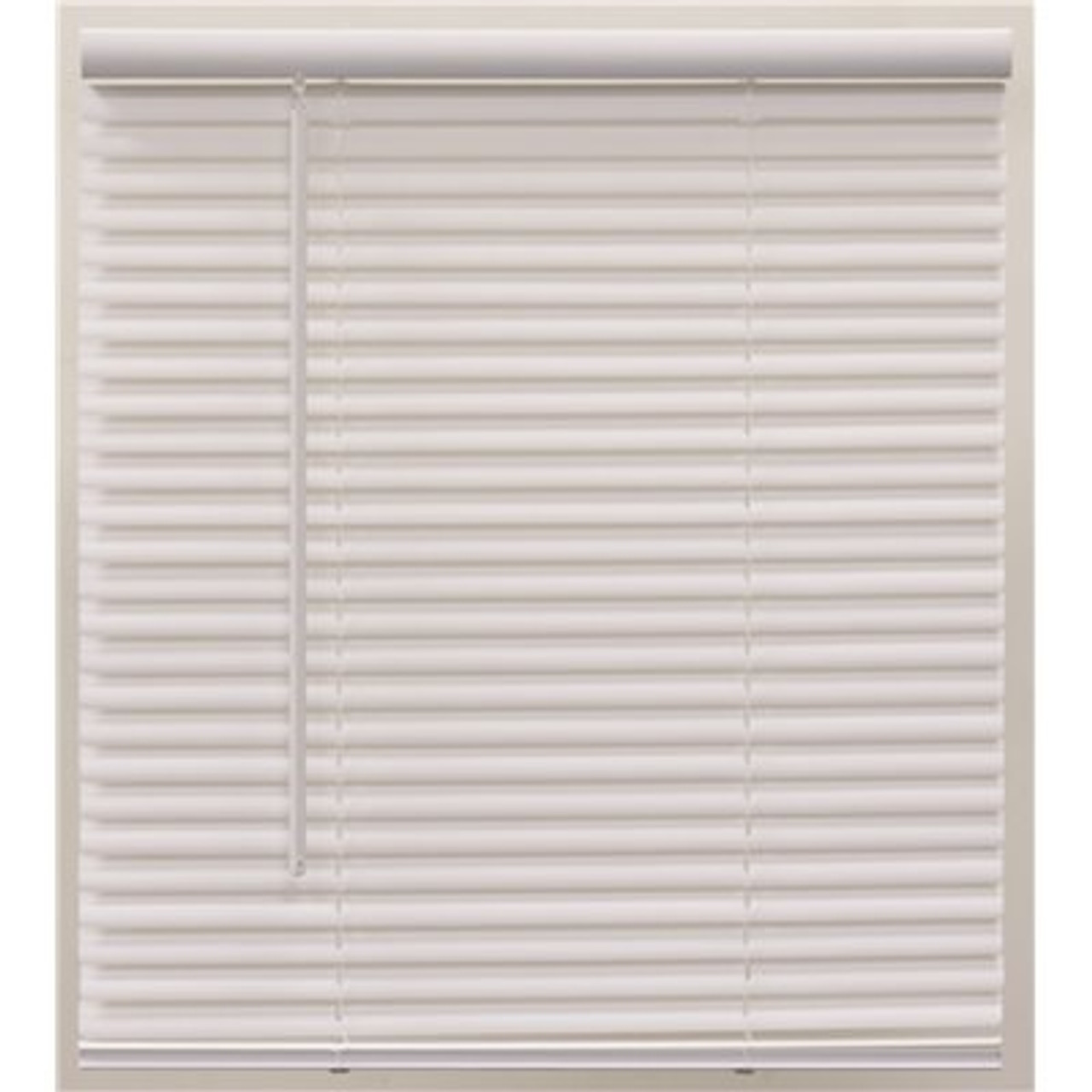 Champion Pre-Cut 52 in. W x 64 in. L Alabaster Cordless Light Filtering Vinyl Mini Blind with 1 in. Slats