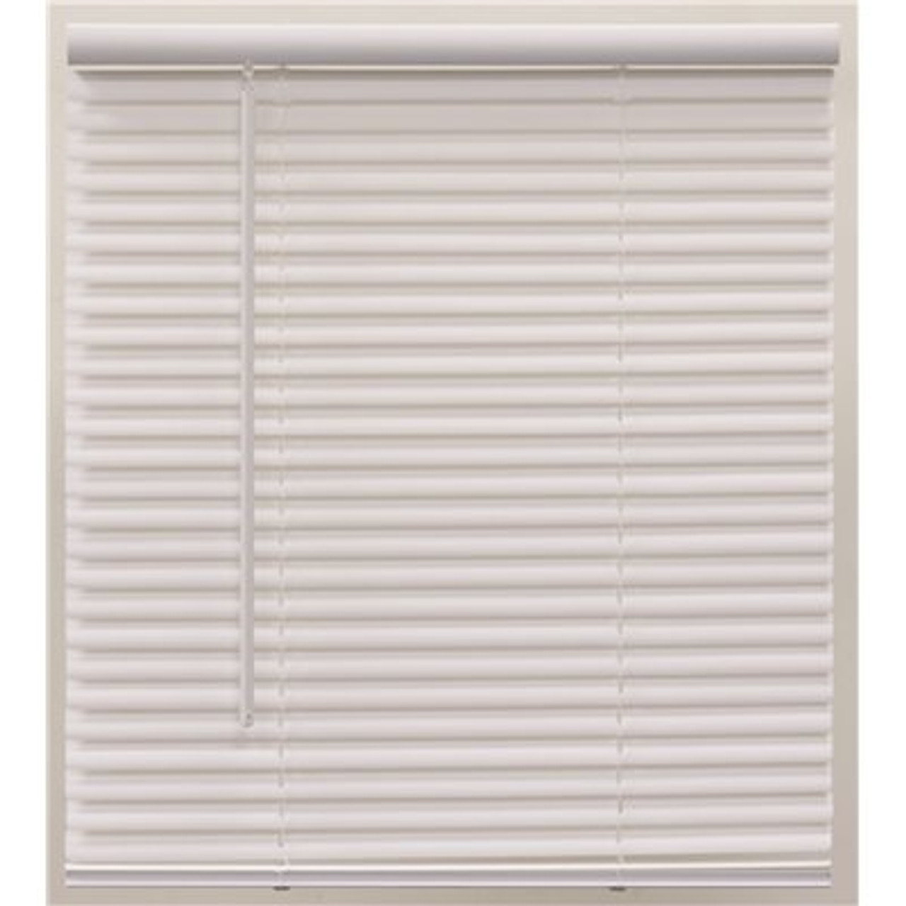 Champion Pre-Cut 58 in. W x 64 in. L Alabaster Cordless Light Filtering Vinyl Mini Blind with 1 in. Slats