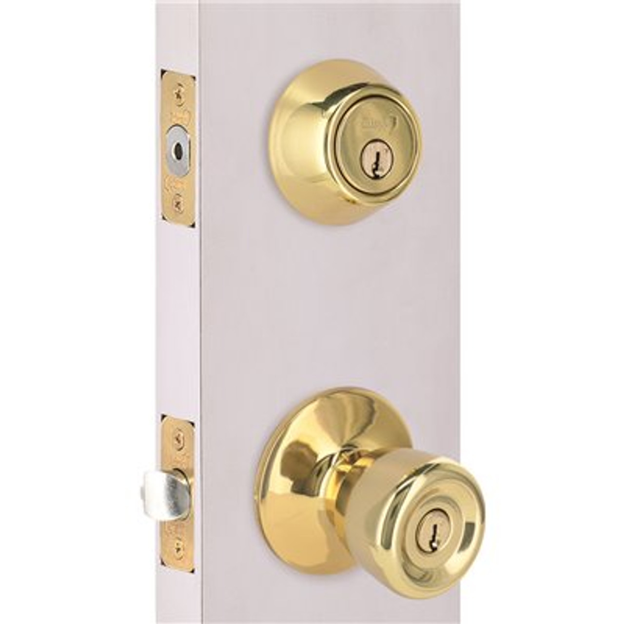 Tulip Deadbolt and Entry Combo Pack 2-3/8" and 2-3/4" Backset Grade 3 Bright Brass