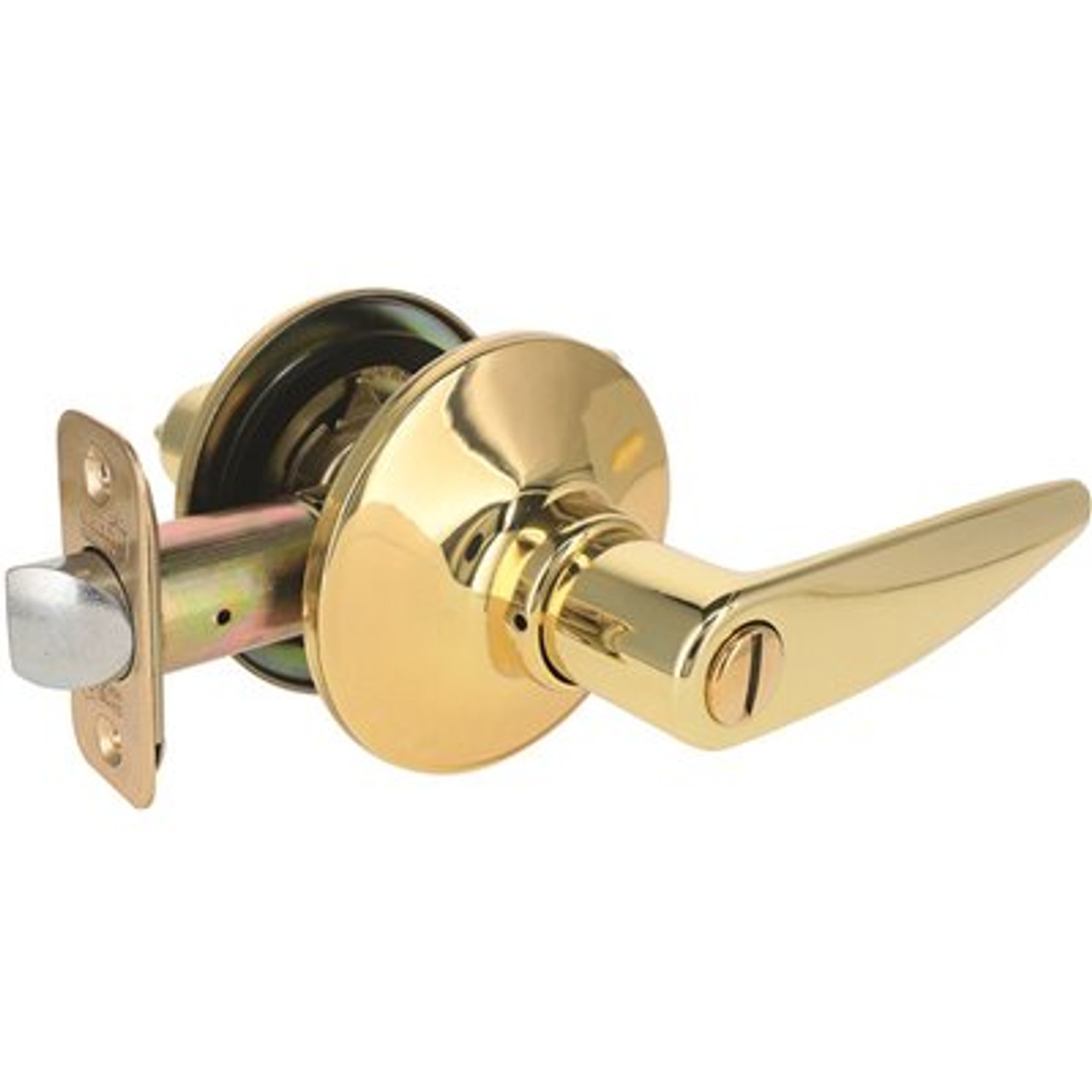 Straight Privacy Door Lever 2-3/8" and 2-3/4" Backset Grade 3 Bright Brass