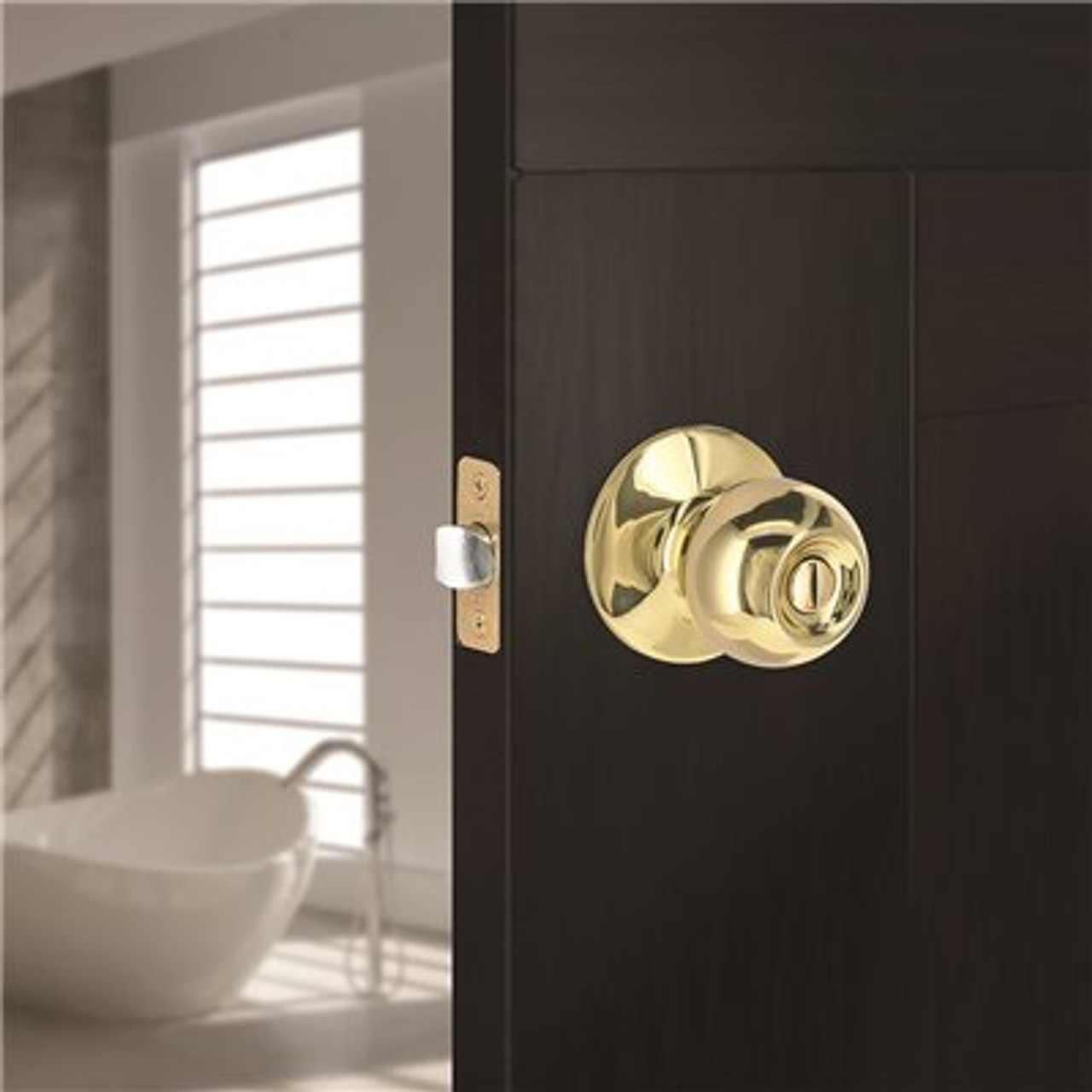 Round Privacy Bed/Bath Door Knob 2-3/8" and 2-3/4" Backset Grade 3 Bright Brass