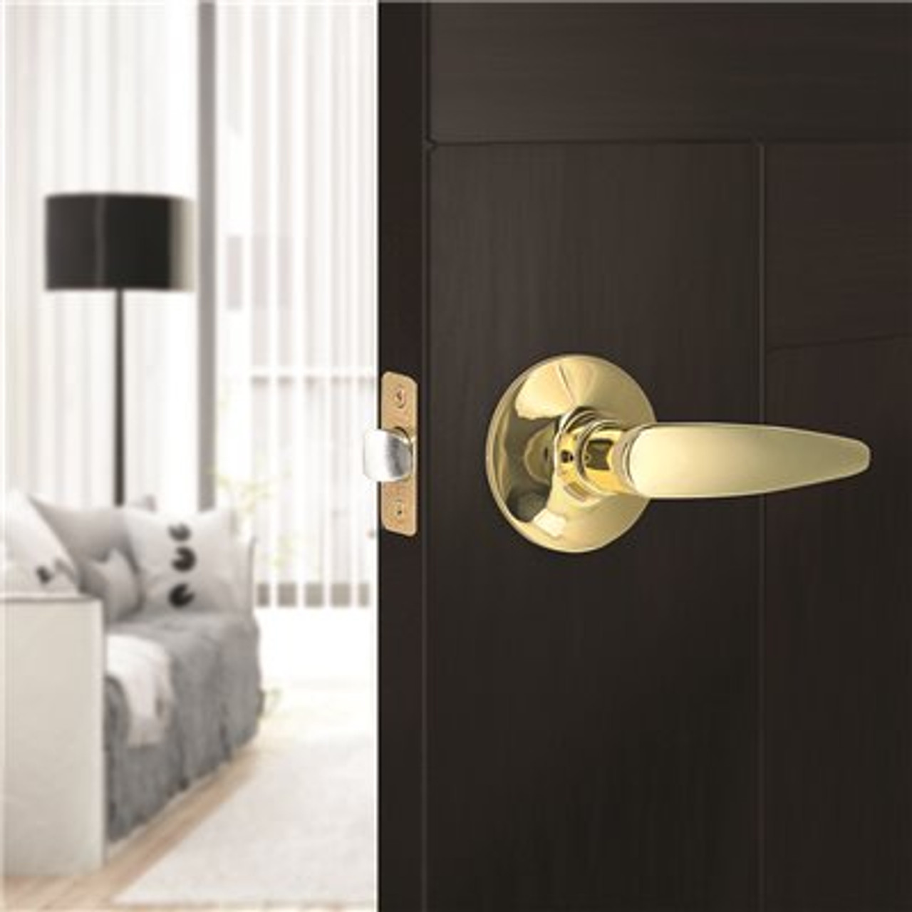 Straight Passage Door Lever 2-3/8" and 2-3/4" Backset Grade 3 Bright Brass 6-Pack