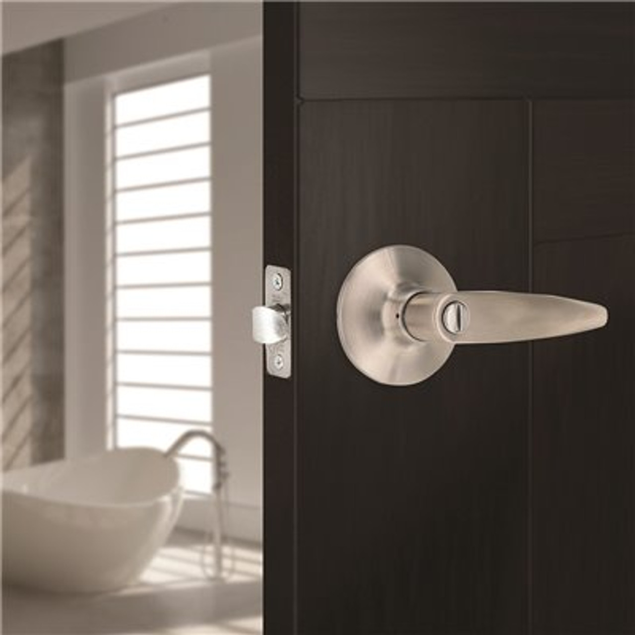 Straight Privacy Door Lever 2-3/8" and 2-3/4" Backset Grade 3 Satin Stainless Steel 6-Pack