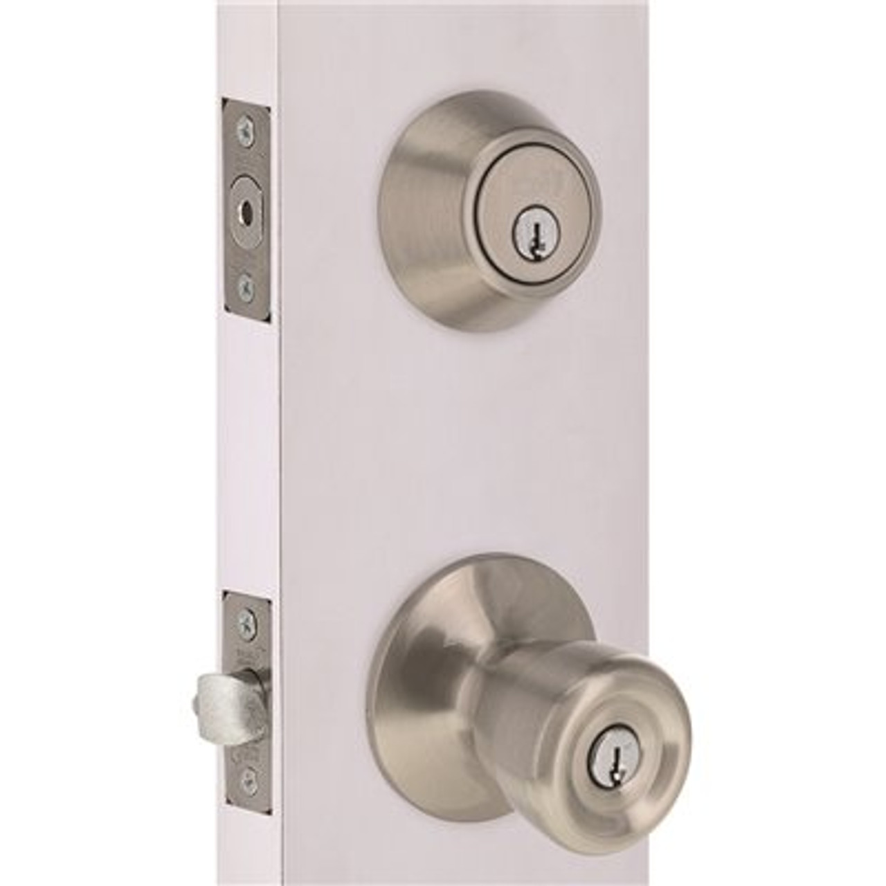 Tulip Deadbolt and Entry Combo Pack 2-3/8 and 2-3/4" Backset Grade 3 Satin Nickel