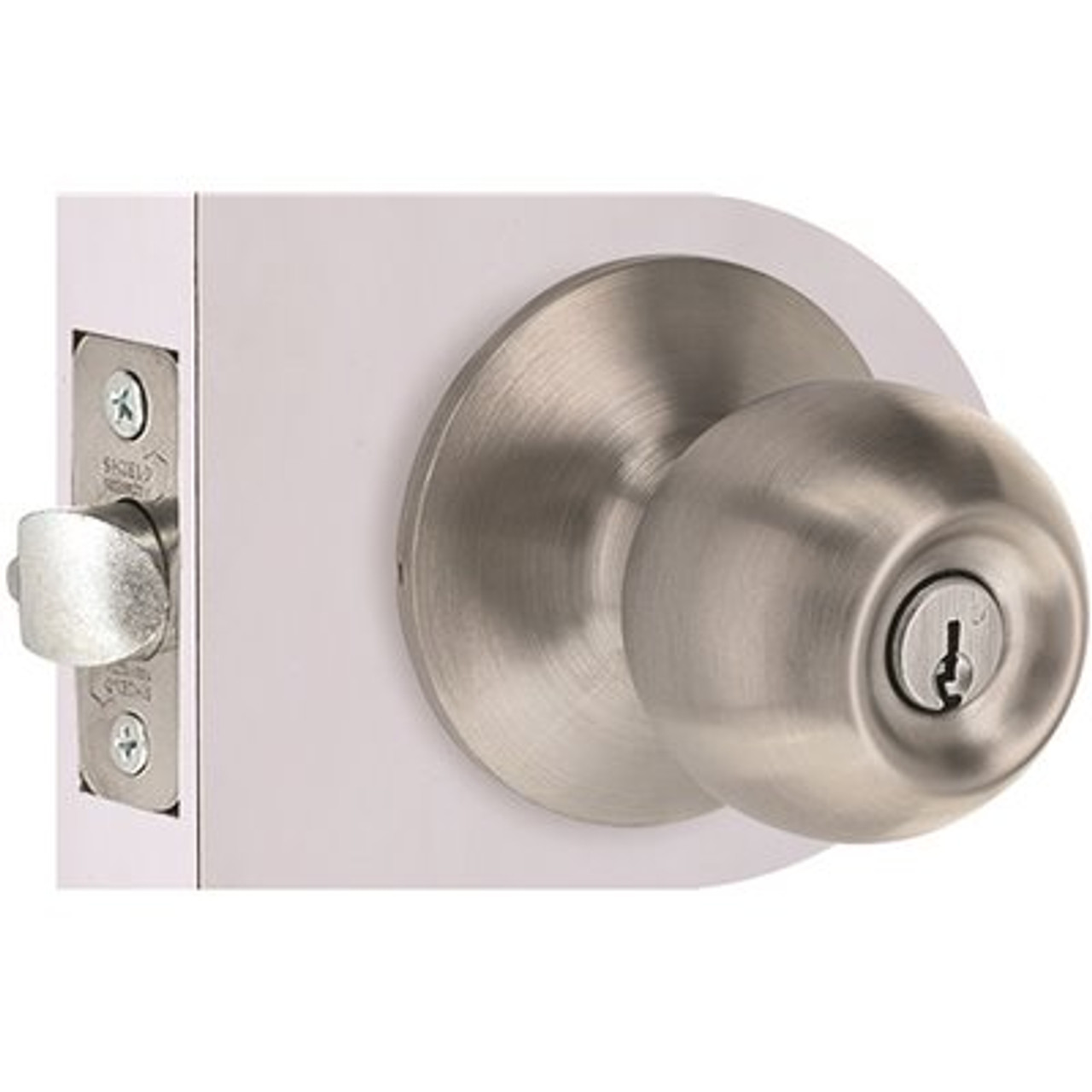 Round Entry Door Knob 2.375 and 2.75in. Backset Grade 3 Satin Stainless Steel