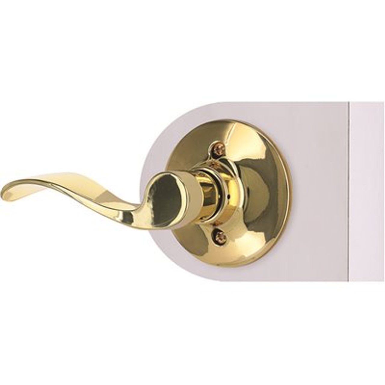 Wave Dummy Door Lever Left Handed Bright Brass