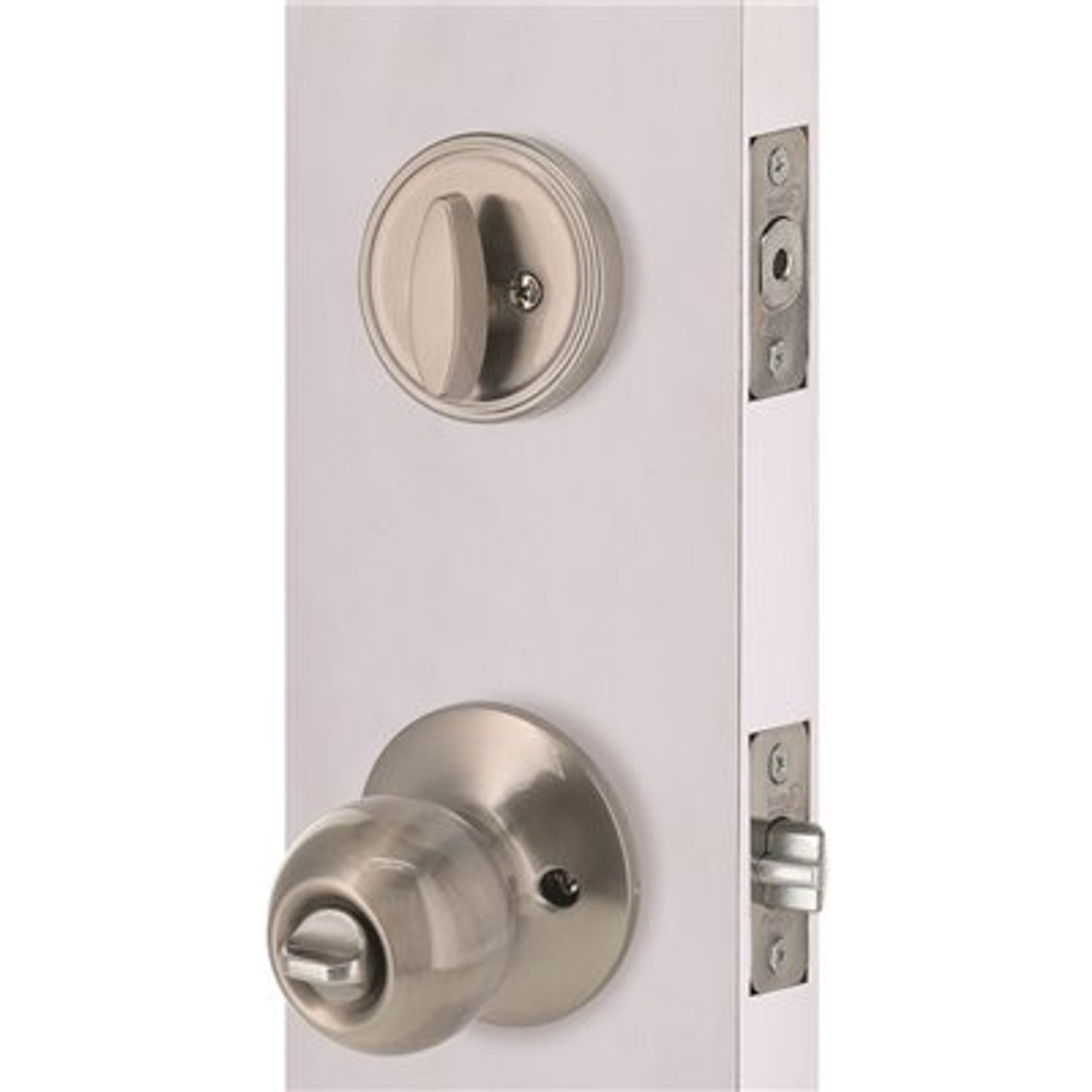 Round Deadbolt and Entry Combo Pack 2-3/8" and 2-3/4" Backset Grade 3 Satin Nickel