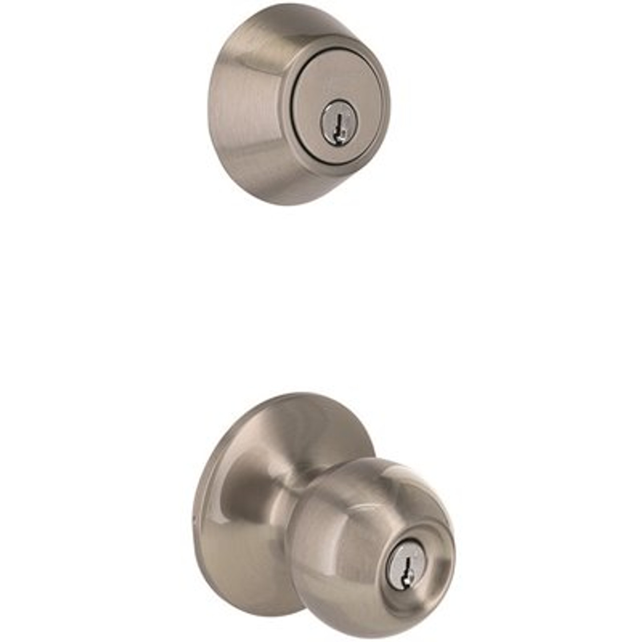 Round Deadbolt and Entry Combo Pack 2-3/8" and 2-3/4" Backset Grade 3 Satin Nickel