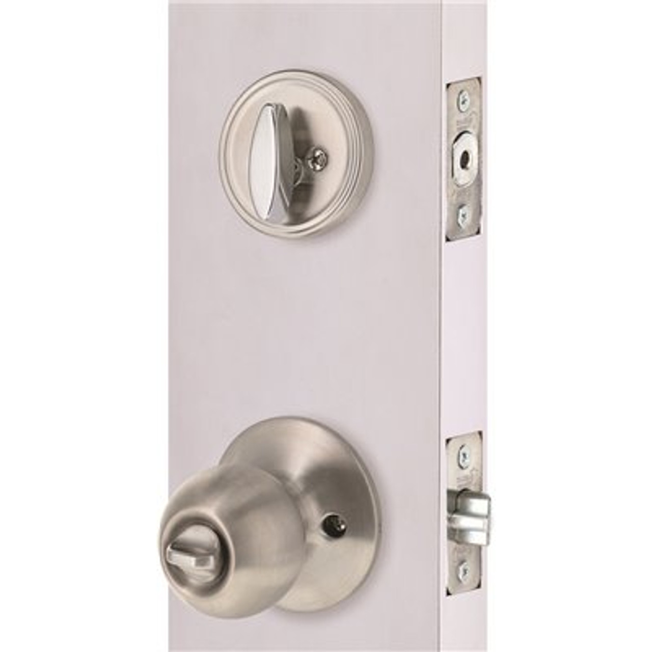 Round Deadbolt and Entry Combo Pack 2-3/8" and 2-3/4" Backset Grade 3 Satin Stainless Steel