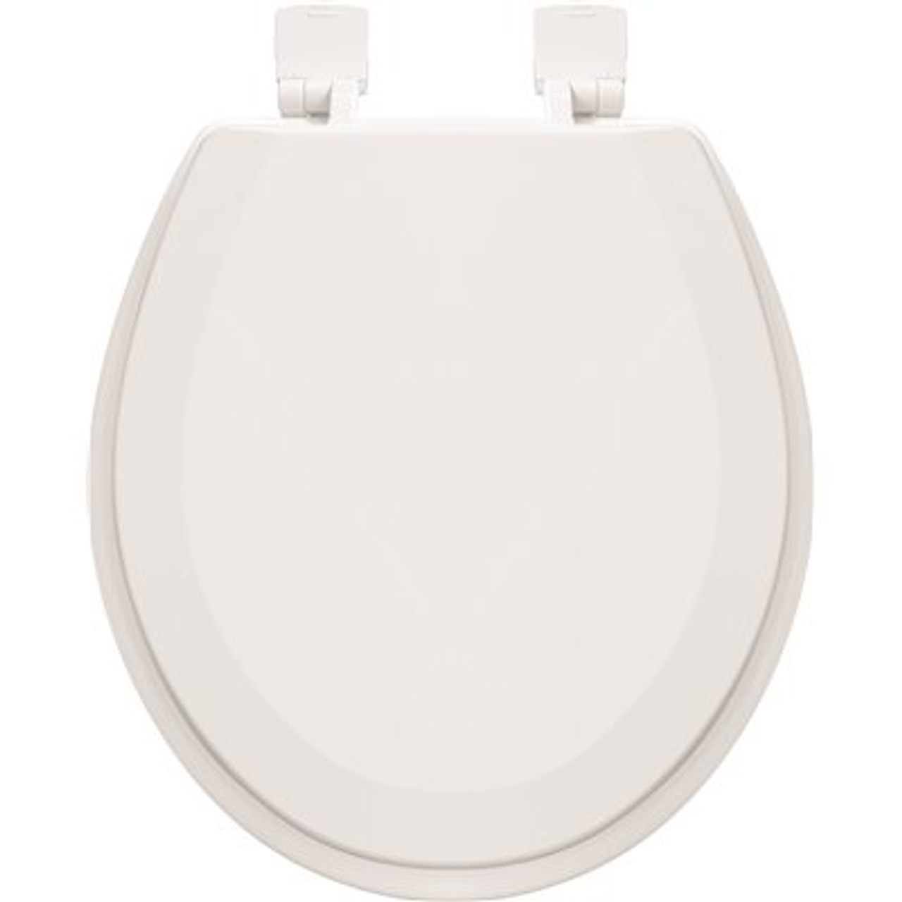 Beveled Edge Round Wood Closed Front Toilet Seat in White