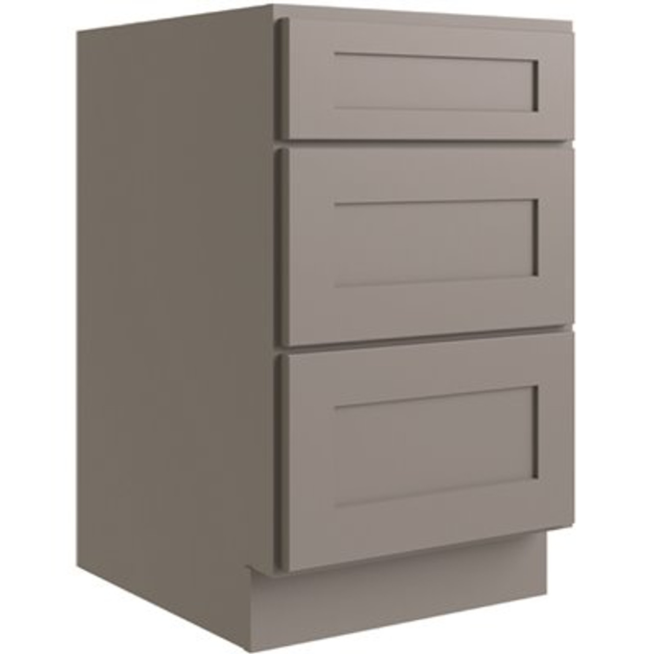 CNC Cabinetry Luxor 18" 3-Drawer Base Cabinet, 5-Pc Drawer, Shaker Misty Grey