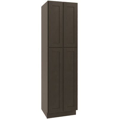 CNC CABINETRY Luxor Utility Cabinet, 4 Pull Out, 24"w X 96"h, Shaker Smoky Grey