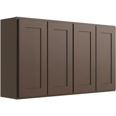 CNC CABINETRY Luxor 4-Door Wall Cabinet, 48"w X 30"h X 12"d, Shaker Espresso