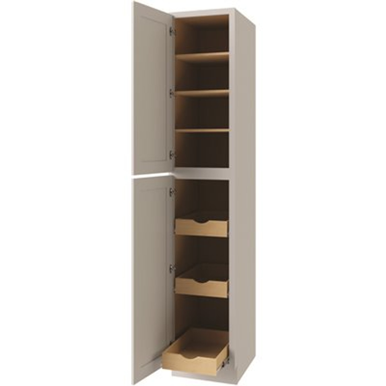 CNC CABINETRY Utility Cabinet, 3 Pull Out, Left, 18"w X 96"h, Shaker White