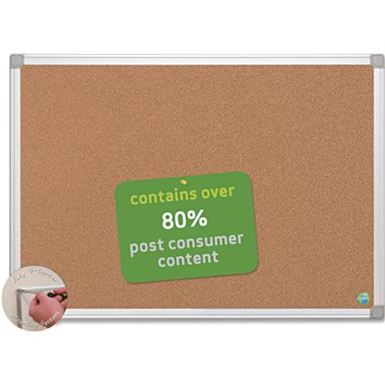 Bi-Silque Visual Communication Products Inc EARTH-IT CORK BOARD, 36 X 48, ALUMINUM FRAME