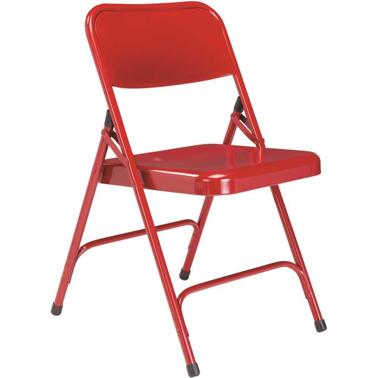 National Public Seating 200 Series Red Premium All-Steel Double Hinge Folding Chair (4-Pack)