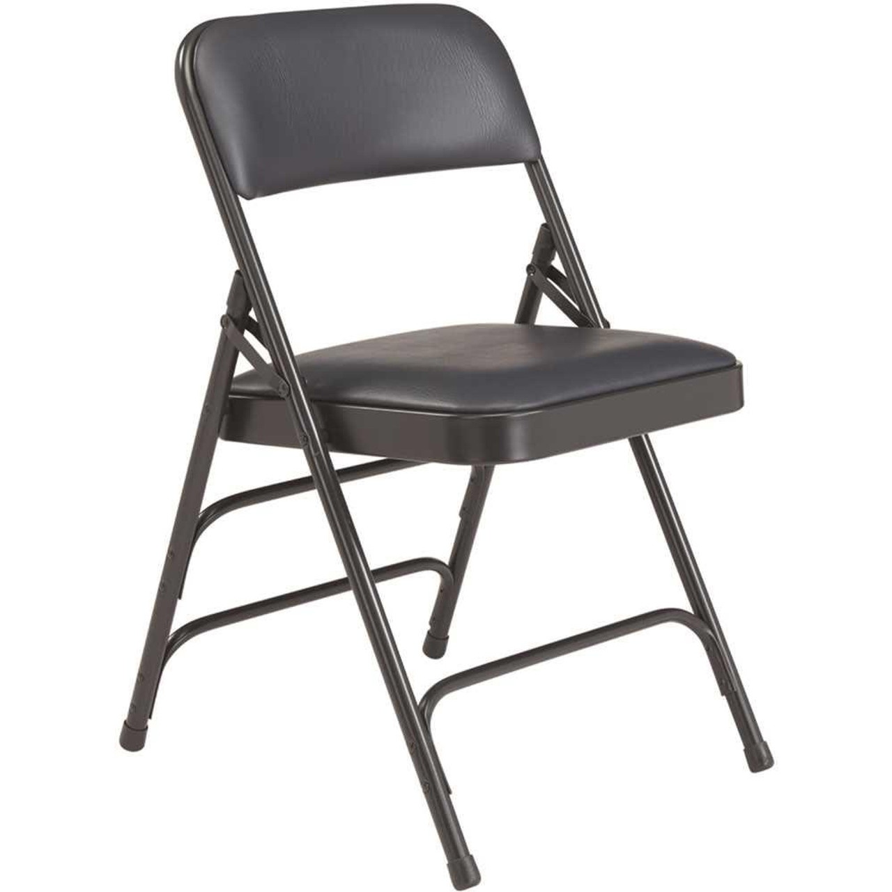 1300 Series Dark Midnight Blue Premium Vinyl Upholstered Triple Brace Double Hinge Folding Chair (4-Pack)