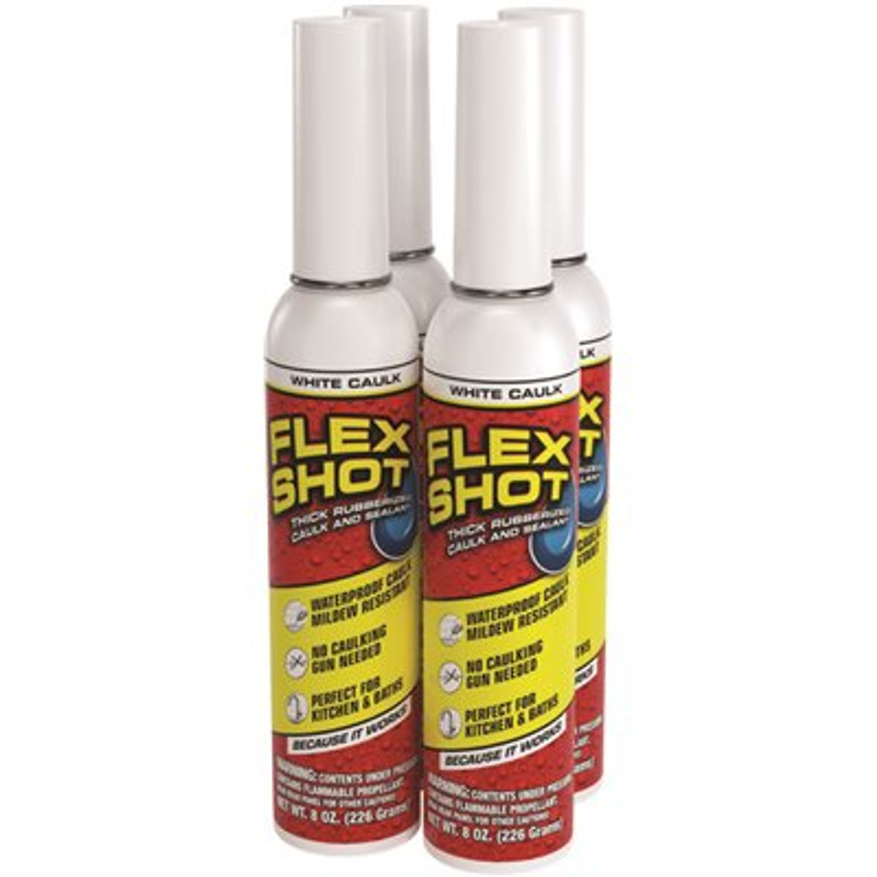 Flex Seal Flex Seal Shot Waterproof Adhesive Sealant, White, 8 Oz. Aerosol, Case Of 4
