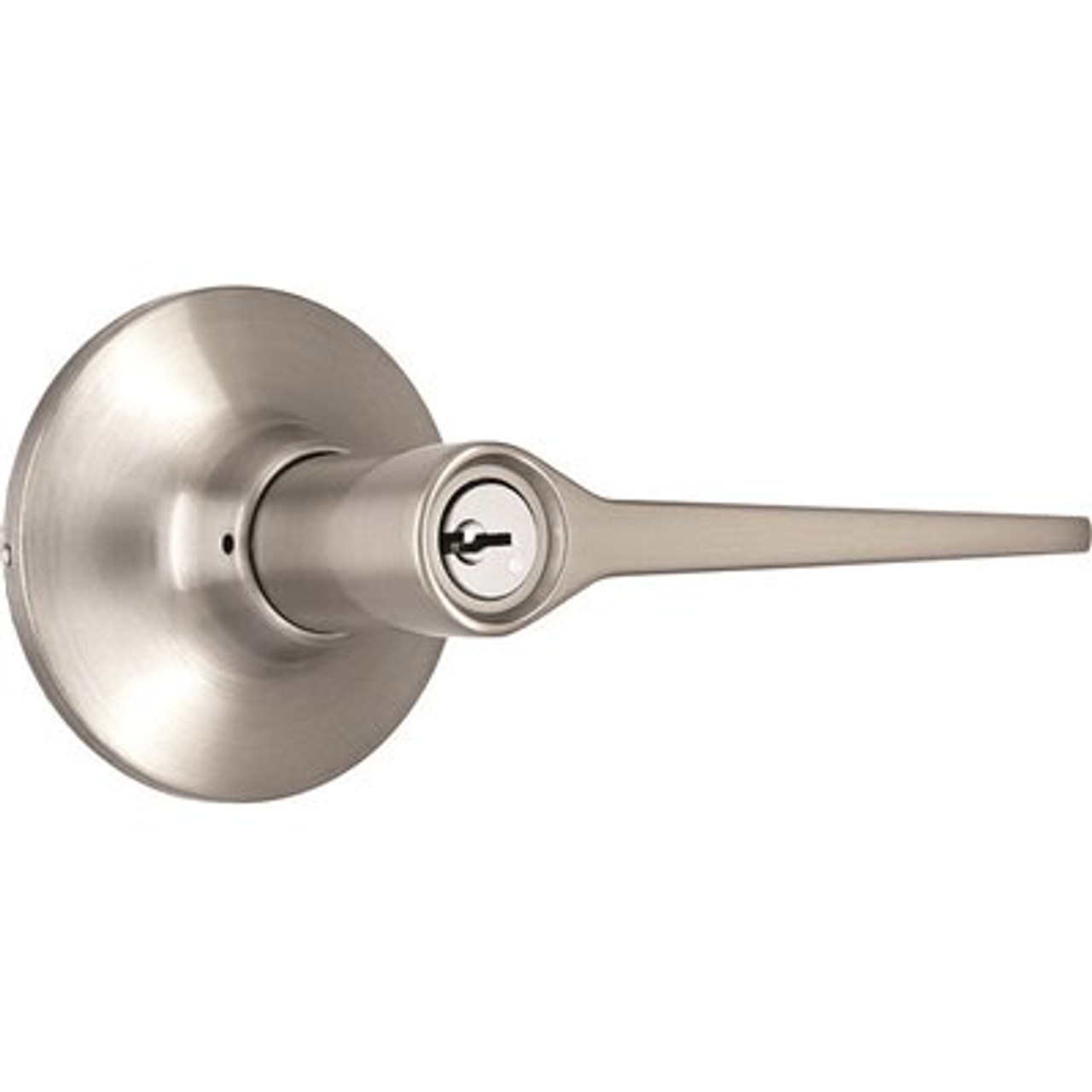 Shield Security Keyed Entry Door Lever, Flat Straight, Satin Nickel
